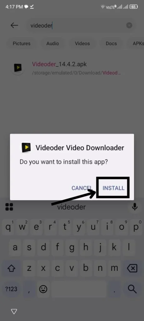 Install Videoder Video Downloader