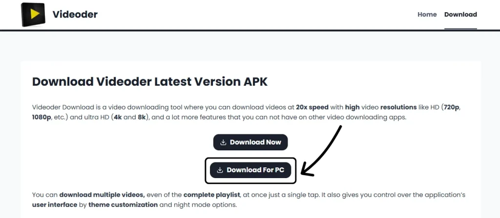 Visit Videoder On PC